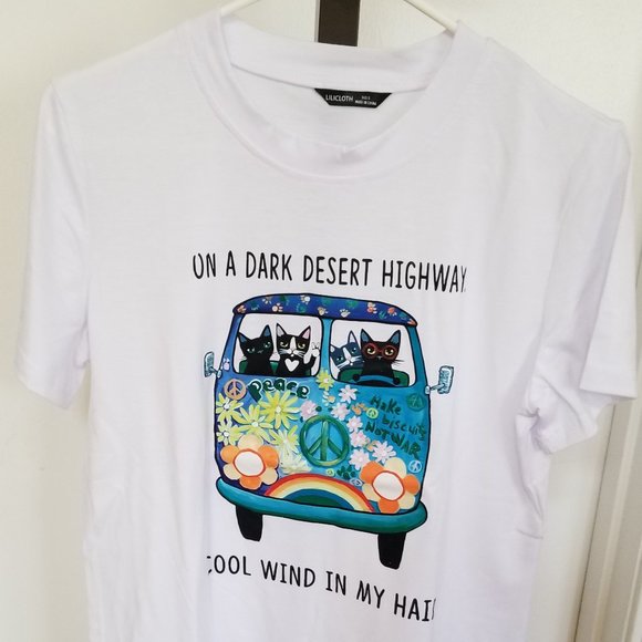 READ DESCRIPTION! Eagles Song VW Bus Cats T Shirt Hotel California - Picture 1 of 5